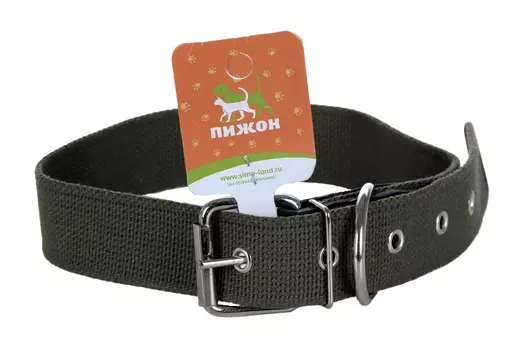 Ошейник брезентовый однослойный, 73 х 3.6 см, ОШ 45-60 см, хаки
