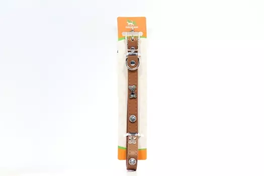 Ошейник "Косточки и стразы", 38 х 1,5 см, коричневый