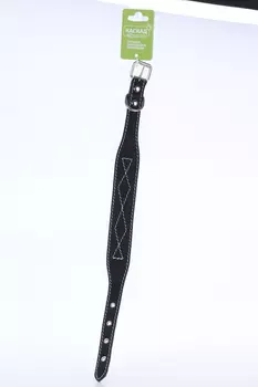 Ошейник кожаный д/левретки таксы прошитый двойной(спилок) обхват шеи 32-41