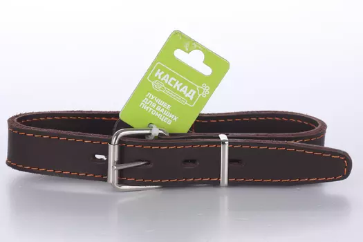 Ошейник кожаный двойной с кольцом посередине ширина 30мм обхват шеи от 44 до 53.