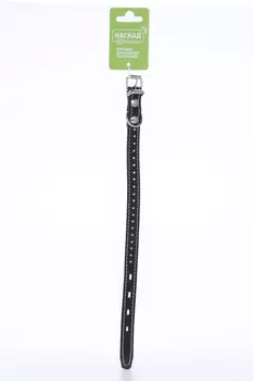 Ошейник кожаный двойной с шипами-ёж 15 мм обхв.шеи 21-27см