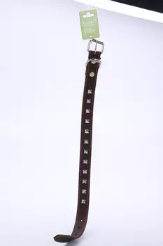 Ошейник кожаный двойной с украшением ширина 30 мм обхват шеи от 44 до 53см