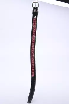 Ошейник кожаный с синтепоном, с тесьмой ширина 30 мм обхват шеи от 44 до 53 см