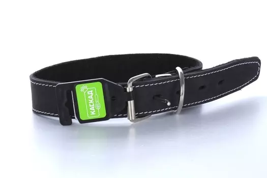 Ошейник кожаный с синтепоном ширина 35мм обхват шеи от 50 до 59 см