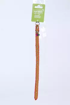 Ошейник кожаный с украшен. на синтепоне с бубенчиками 10ммх28см Желтый