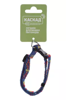 Ошейник нейлон Орнамент с пряжкой-защелкой 10ммх20/30см синий