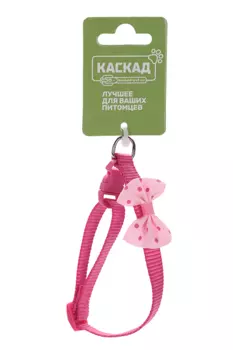 Ошейник нейлон с бантом с пряжкой-защелкой 10ммx20/30cm розовый