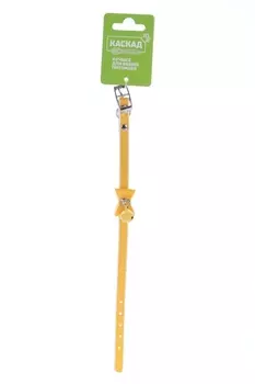 Ошейник Синтетик двойной прошитый д/кошки с бантом и бубенчиком 10ммх30см желтый