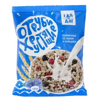 Отруби хрустящие Еда на Да пшеничные со льном/кальцием, 120 г