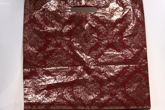 Пакет с орнаментом бордовый 30х40 см