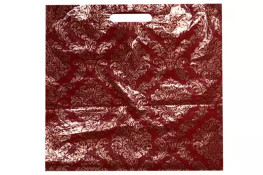 Пакет с орнаментом бордовый 40х50 см