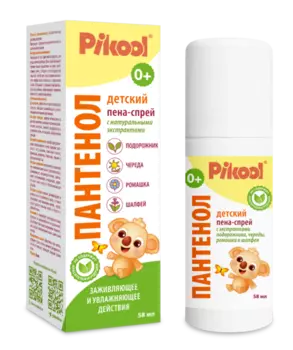 Пантенол Пикул пена-спрей детск с экстр подорож/череды/ромашки/шалфея (с 0 мес), 58 мл, Арго-Фарм