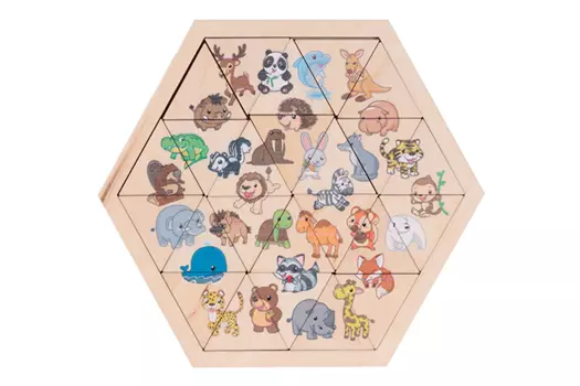 Пазл деревянный «Зверюшки» (Занимательные треугольники)