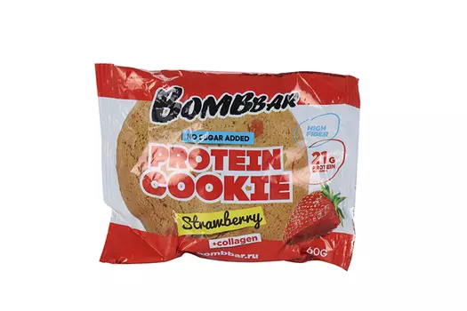 Печенье БомбБар Протеин Куки +коллаген клубника
