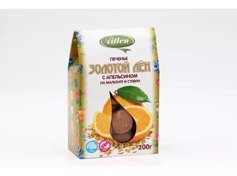 Печенье Vitlen Золотой лен с апельсином, 200 г