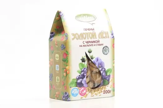 Печенье Vitlen Золотой лен с черникой, 200 г