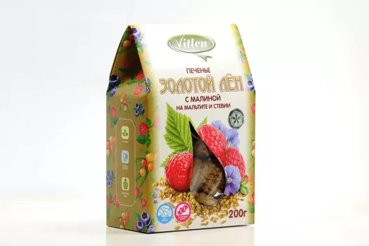 Печенье Vitlen Золотой лен с малиной, 200 г