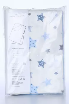 Пеленка Анде вэ Бланкет Звездочки белый/голубой 115х115 см, 2 шт