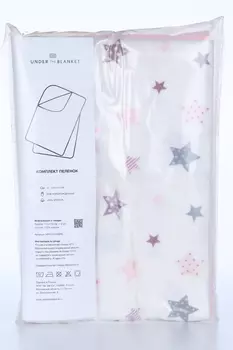 Пеленка Анде вэ Бланкет Звездочки белый/розовый 115х115 см, 2 шт