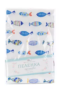 Пеленка Бэйби Найс муслин д/малыш 120х120 см, бел рисунок рыб