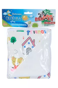 Пеленка Бамбула непромок д/пеленального столика домики/велосипеды/белый 75х75 см