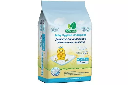 Пеленка Dr.Tuttelle дет одноразов 60х90 см, 5 шт