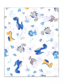 Пеленка Flyzay ситец Динозавры/синий С2 95х120 cм
