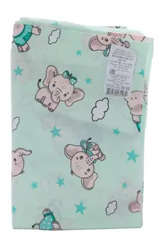 Пеленка Flyzay ситец Слоники светло-зелен/син 95х120 cм x1
