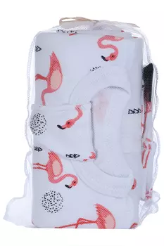 Пеленка-кокон Мьельк с шапочкой Фламинго черный/розовый/белый