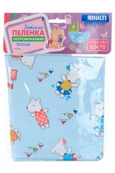 Пеленка Молти Даяпес непромок д/коляски из ультрасофта мишки на голубом 50х70 см