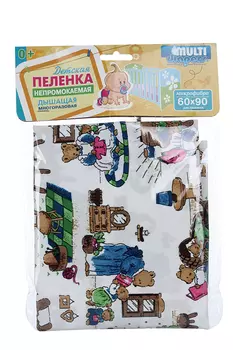 Пеленка Молти Даяпес непромок д/кроватки из микрофибры с рисунком мишки Country Bear 60х90 см