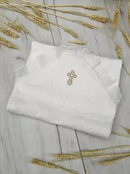 Пеленка-уголок Jolly baby Капитоний д/крещения крыжма 75х75 см молочный/золотистый