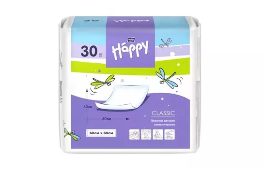 Пеленки Белла классик 60х60 см, 30 шт