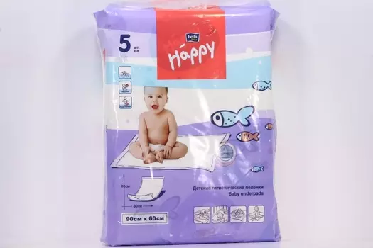 Пеленки детские Хеппи 60х90 см, 5 шт