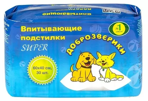 Пеленки Доброзверики Super д/животных впитывающие одноразовые 30 шт