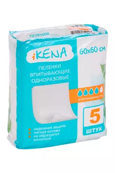 Пеленки Икена однораз 60х60 см, 5 шт