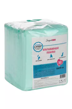 Пеленки ЭлараKids Супер впитывающие зеленые 60х90 см, 30 шт