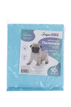 Пеленки ЭлараKids Зоо-Эконом впитывающие синие 10 шт