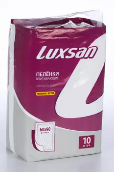 Пеленки ЛюксСан впит премиум экстра 60х90 см, 10 шт
