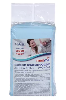 Пеленки медмил впитывающие одноразовые эконом 60х90 см, 10 шт