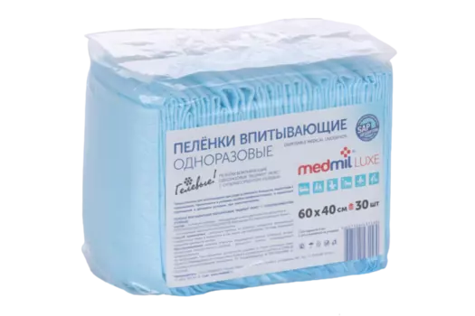 Пеленки медмил впитывающие одноразовые гелевые luxe 60х40 см, 30 шт