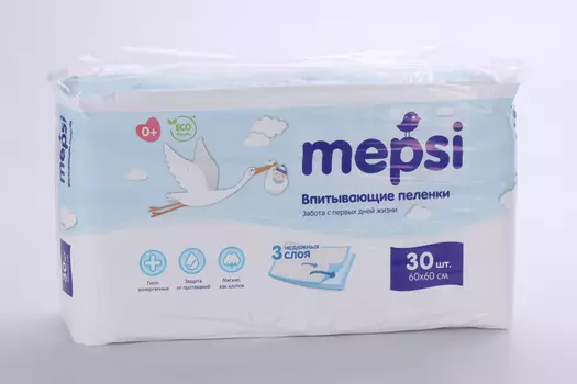 Пеленки Мепси впитывающие 60х60 см, 30 шт