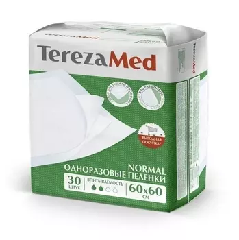 Пеленки TerezaMed Normal мед однораз впитывающие 60х60 см, 30 шт