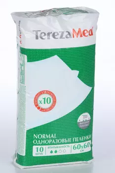 Пеленки TerezaMed Normal мед однораз впитывающие 60х60 см, 10 шт