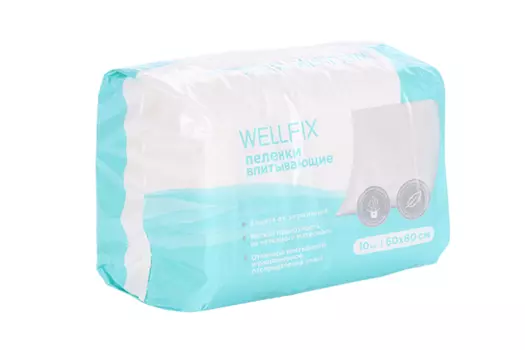 Пеленки Wellfix медицинские впитывающ однораз 60х60 см, 10 шт