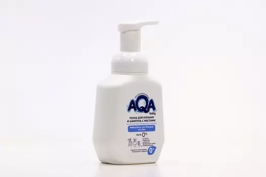 Пенка д/купания и шампунь AQA BABY с маслами д/сух/чувств кожи, 250 мл