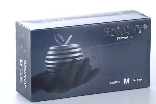 Перчатки BENOVY нитриловые черные