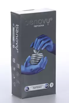 Перчатки BENOVY смотр латекс н/стер неопудр повыш проч XL, 25 шт