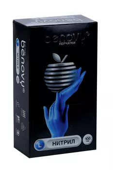 Перчатки Бенови нитрил н/стер неопудр L, 100 шт