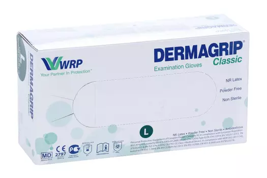 Перчатки Dermagrip classic смотр/нестерил/латекс/неопуд L, 50 шт, пар